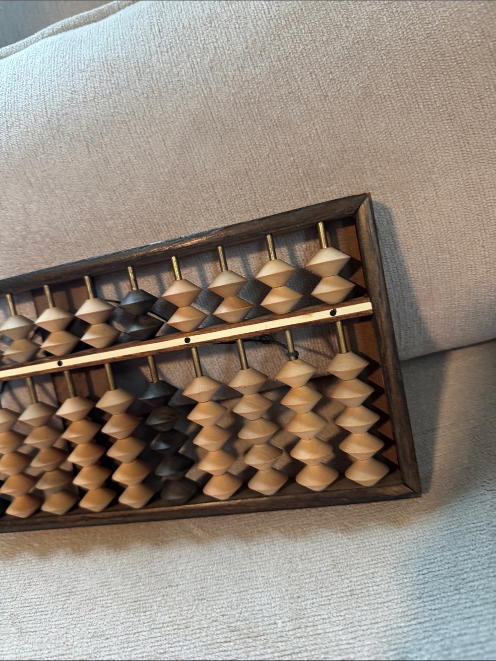 Vintage Chinese Abacus Wood And Brass Lotus Flower Brand - Picture 7 of 8